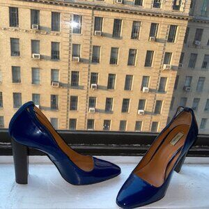 Paul Smith Like New blue patent leather block heels - Size 7